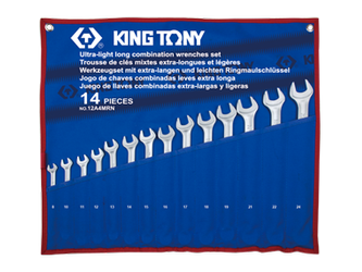 ZESTAW KLUCZY PŁASKO-OCZKOWYCH EKSTRA DŁUGICH 14cz.  8 - 24mm,  ETUI Z MATERIAŁU