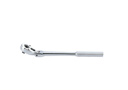 GRZECHOTKA  Z PRZYCISKIEM 3/8''  ŁAMANA   32 ZĘBY  280mm  CHROM, UCHWYT MOLETOWANY