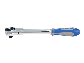 GRZECHOTKA 3/8'' Z RUCHOMĄ GŁOWICĄ 72 ZĘBY, Z PRZYCISKIEM, 235mm, UCHWYT GUMOWY