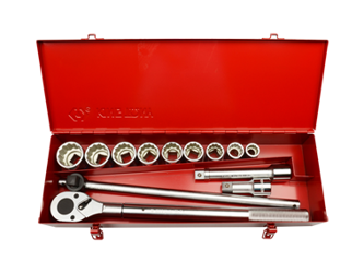 ZESTAW NASADEK 3/4'' 13cz. KRÓTKIE 12-kąt.19-41mm Z AKCESORIAMI, CHRO,KASETA