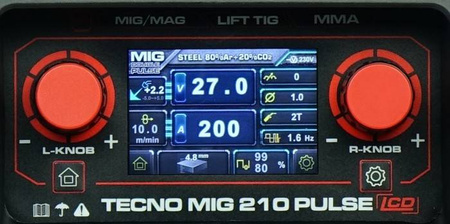 TECNO MIG 210 PULSE LCD MIG/TIG/MMA SYNERGIC ALU