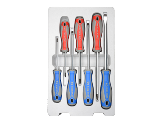 ZESTAW WKRĘTAKÓW  7 cz.  POZIDRIV  No.1 x 80,  No.2 x 100,  No.3 x 150,  PŁASKIE  4 x 100,  5,5 x 125,  6,5 x 150,  8 x 175