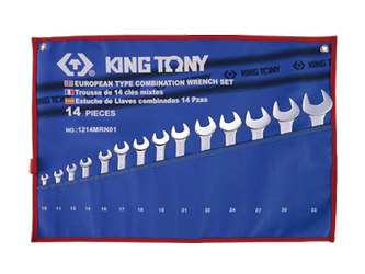 ZESTAW KLUCZY PŁASKO-OCZKOWYCH  14cz. 10 - 32mm,  ETUI Z MATERIAŁU