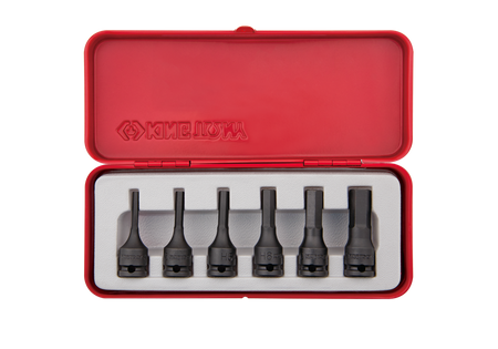 ZESTAW NASADEK  UDAROWYCH  Z  KOŃCÓWKĄ  HEX  3/8''  6cz.  4 - 12mm,  KASETA