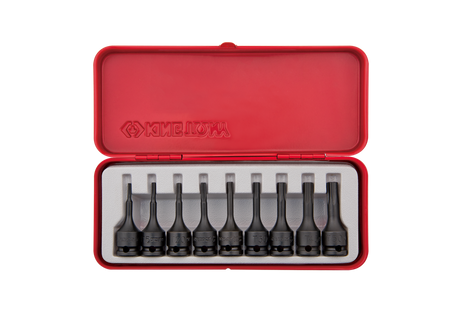 ZESTAW NASADEK  UDAROWYCH  Z  KOŃCÓWKĄ  TORX  3/8''  9cz. T10 - T50,  KASETA