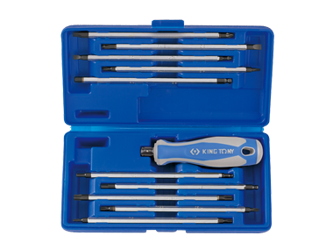 ZESTAW WKRĘTAKÓW Z WYMIENNYMI GROTAMI 11 cz. PUDEŁKO PLAST.