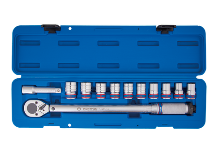 KLUCZ DYNAMOMETRYNCZY 1/2" 42-210NM Z ZESTAWEM NASADEK, 12 CZ.
