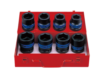 ZESTAW NASADEK UDAROWYCH 1'' 8cz. KRÓTKIE  6-kąt. 24 - 41mm,  KASETA