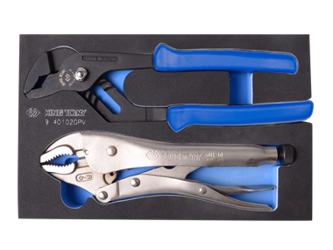 SZCZYPCE  ''MORS''  OKRĄGŁE  SZCZĘKI  254mm, CHROM  +  SZCZYPCE  NASTAWNE  7-POZ. UCHWYT  PP+PPR  253mm, WKŁAD Z PIANKI DO WÓZKA