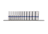 ZESTAW NASADEK 1/4"  13cz. DŁUGIE  6-kąt. 4 - 14mm,  CHROM,  SZYNA