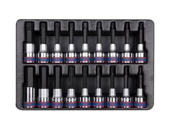 ZESTAW DŁUGICH NASADEK 1/2" HEX H4 - H17 + TORX T20 - T60, WKŁAD DO WÓZKA