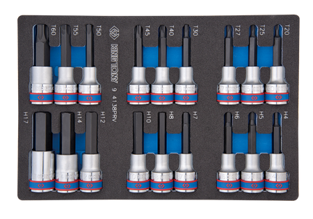 ZESTAW DŁUGICH NASADEK 1/2" HEX H4 - H17 + TORX T20 - T60, WKŁAD Z PIANKI DO WÓZKA