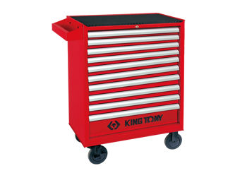 WÓZEK WARSZTATOWY 10 SZUFLAD (BEZ  NARZĘDZI) - CZERWONY