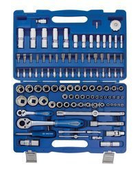 PROMOCJA - ZESTAW NASADEK 1/4"+1/2" 110cz. 6-kąt. Z AKCESORIAMI, CHROM + NARZĘDZIA UNIWERSALNE