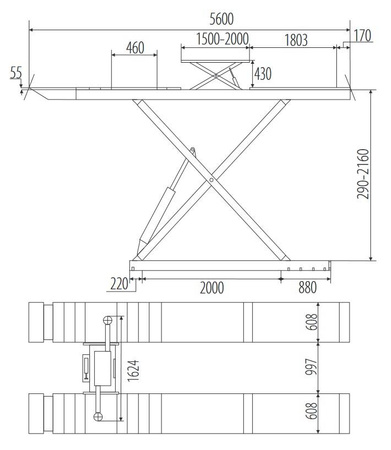 NORTEC PN500GPL PODNOŚNIK NOŻYCOWY DO GEOMETRII 5000kg 5600mm