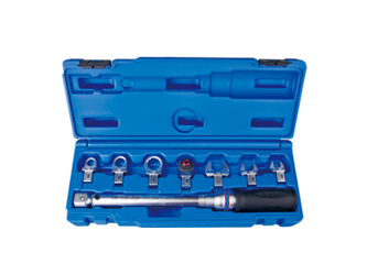 KLUCZ DYNAMOMETRYCZNY 9x12mm 3/8" 10 - 60Nm Z ZESTAWEM WYMIENNYCH GŁOWIC PŁASKICH I OCZKOWYCH 10,13,17mm, WALIZKA