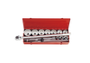 ZESTAW NASADEK 1'' 14cz.KRÓTKIE 12-kąt. 36 - 80mm Z AKCESORIAMI, CHROM, KASETA