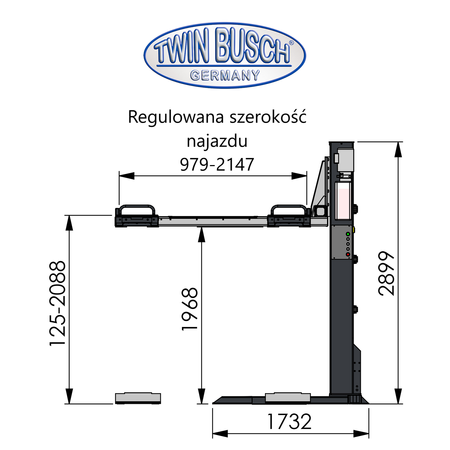 Podnośnik Parkingowy Jednokolumnowy Twin Busch  TW 127P-G GREY-Line (2,7t)