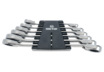 ZESTAW KLUCZY OCZKOWYCH  Z GRZECHOTKĄ  DWUKIERUNKOWĄ 6cz.  8 - 19mm