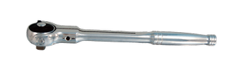 GRZECHOTKA 3/8'' Z RUCHOMĄ GŁOWICĄ 72 ZĘBY, Z PRZYCISKIEM, 235mm, UCHWYT POLEROWANY