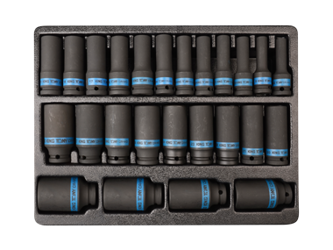 ZESTAW NASADEK DŁUGICH UDAROWYCH  1/2"  25cz. 6-kąt.  8 - 36mm, WKŁAD DO WÓZKA