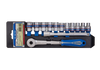 ZESTAW NASADEK 3/8" 13cz. KRÓTKIE 12-kąt. 8 - 19mm  Z  AKCESORIAMI, CHROM