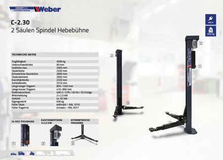 Weber Expert Series C-2.30 Elektromechaniczny podnośnik dwukolumnowy śrubowy 