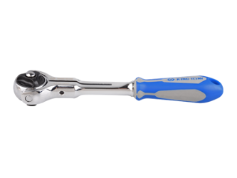 GRZECHOTKA 1/4'' Z RUCHOMĄ GŁOWICĄ 72 ZĘBY, Z PRZYCISKIEM, 150mm, UCHWYT GUMOWY