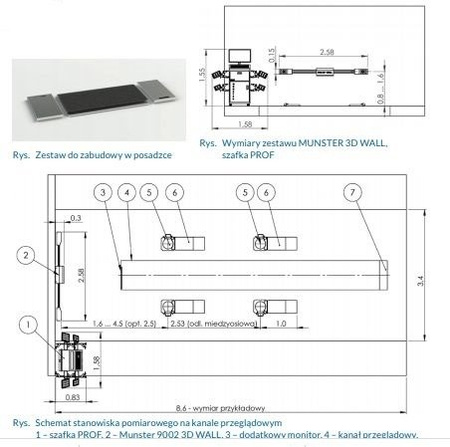 Werther instrument do pomiaru i regulacji geometrii kół 3D, zabudowa kanał przeg 9002 3D PIT - MUNSTER