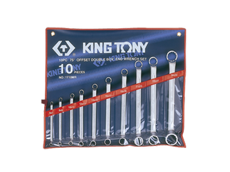 ZESTAW KLUCZY  OCZKOWYCH  ODGIĘTYCH  75°  10cz.  6 - 32mm,   ETUI