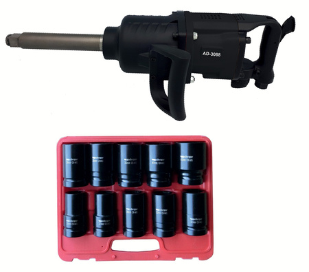Zestaw Klucz AD-3088 z zestawem nasadek udarowych 1"