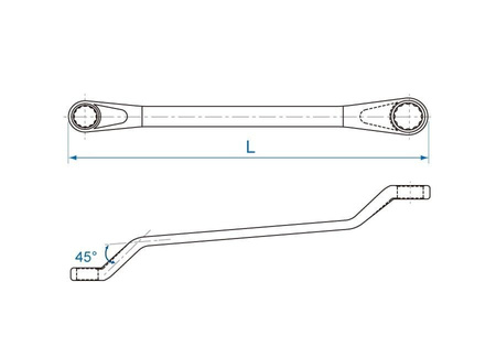 KLUCZ  OCZKOWY  ODGIĘTY  45°  27 x 32mm