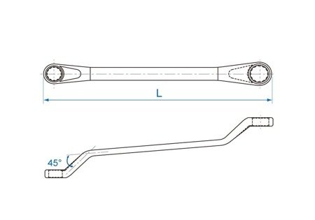 KLUCZ  OCZKOWY  ODGIĘTY  45°    8 x 10mm