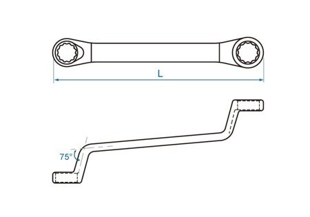 KLUCZ  OCZKOWY  ODGIĘTY  75°  20 x 22mm