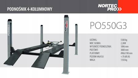 NORTEC PODNOŚNIK 4-KOLUMNOWY DIAGNOSTYCZNY PO550G3