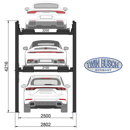 PODNOŚNIK PARKINGOWY 3 - POZIOMOWY TWIN BUSCH TW445P-H3-G