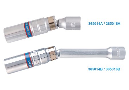 PRZEGUBOWA NASADKA DO ŚWIEC 3/8"  16mm x 101mm  12-kąt. CHROM, WKŁADKA Z METALOWYM KLIPSEM