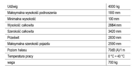 Podnośnik dwukolumnowy automatyczny z systemem APS 4000kg TC0004