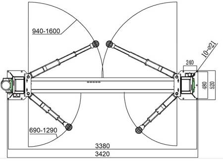 Podnośnik dwukolumnowy automatyczny z systemem APS 4000kg TC0004