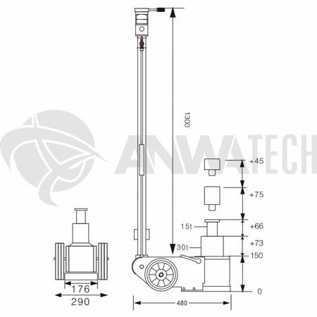 Podnośnik hydrauliczno pneumatyczny Snit S30-2EL 30/15 ton