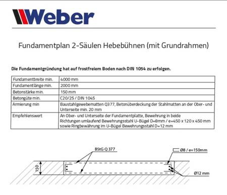 WEBER C-2.32A dwukolumnowy podnośnik śrubowy na ramie 3200kg 