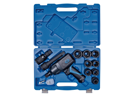 ZESTAW- KLUCZ UDAROWY PNEUMATYCZNY 3/4" 1491Nm + NASADKI UDAROWE 19 - 38mm Z AKCESORIAMI, WALIZKA, 13 CZ.