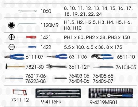 ZESTAW NARZĘDZI  68cz. DO 902-068MR (BEZ SKRZYNKI 87A05A)