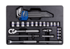 KPL. NASADEK 3/8"  31cz.  KRÓTKIE  6-kąt.  6 - 22mm  Z  AKCESORIAMI + ZESTAW IMBUSÓW 1.5 - 10mm, CHROM, WKŁAD DO WÓZKA