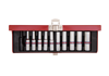 ZESTAW NASADEK 1/4''  10cz. DŁUGIE  6-kąt. CALOWE  5/32 - 1/2''  CHROM,  KASETA